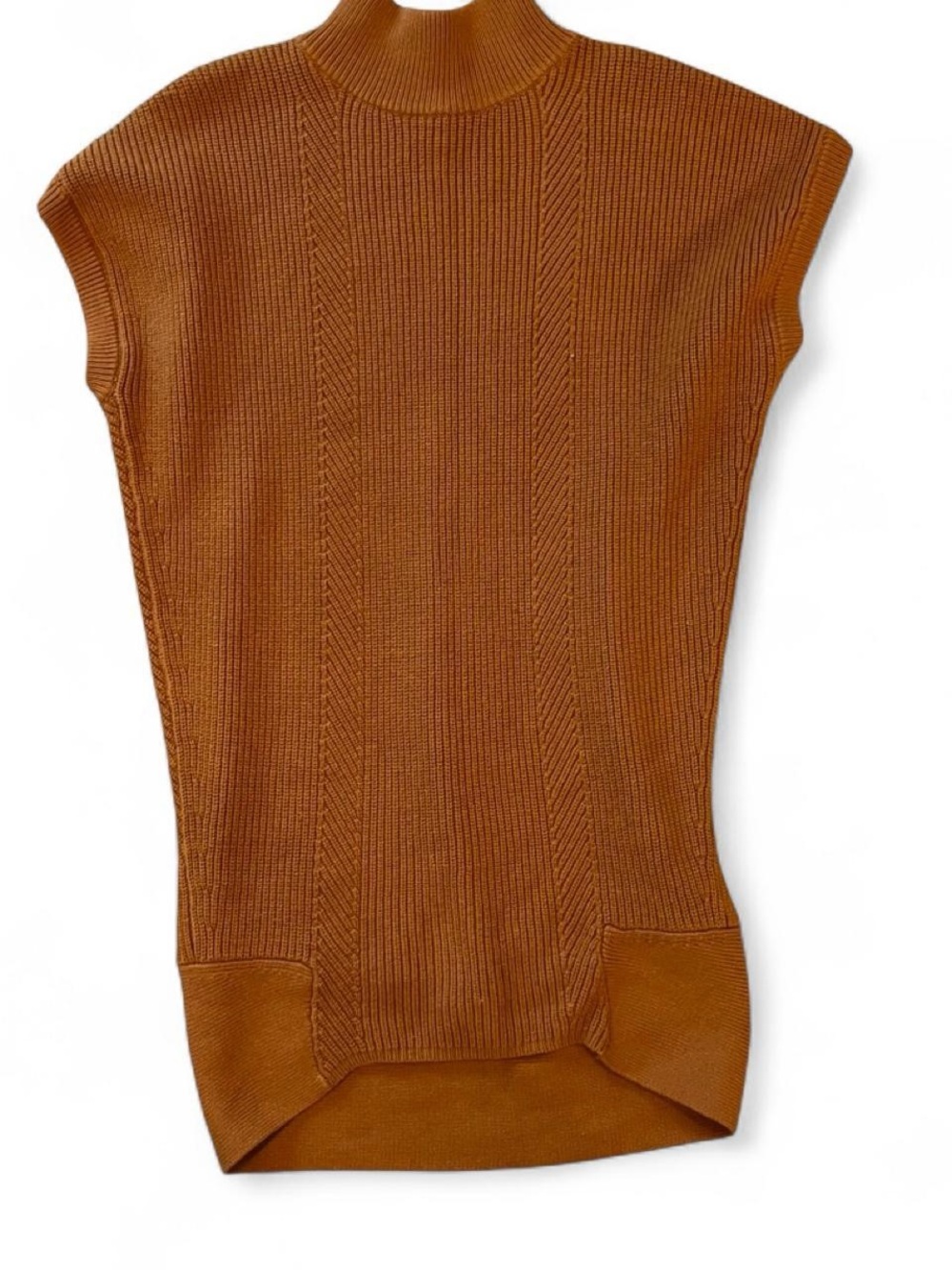 Anthropologie Cozy Ribbed Mock Neck Sweater dress in Burnt Orange